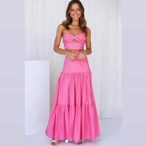 Runaway Hot Pink Ayla Maxi Skirt and Top
